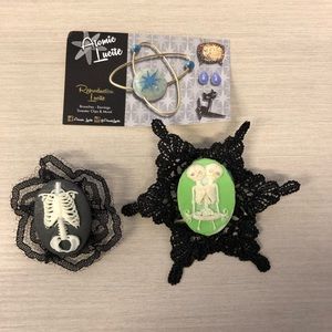 2 Atomic Lucite Creepy Brooches